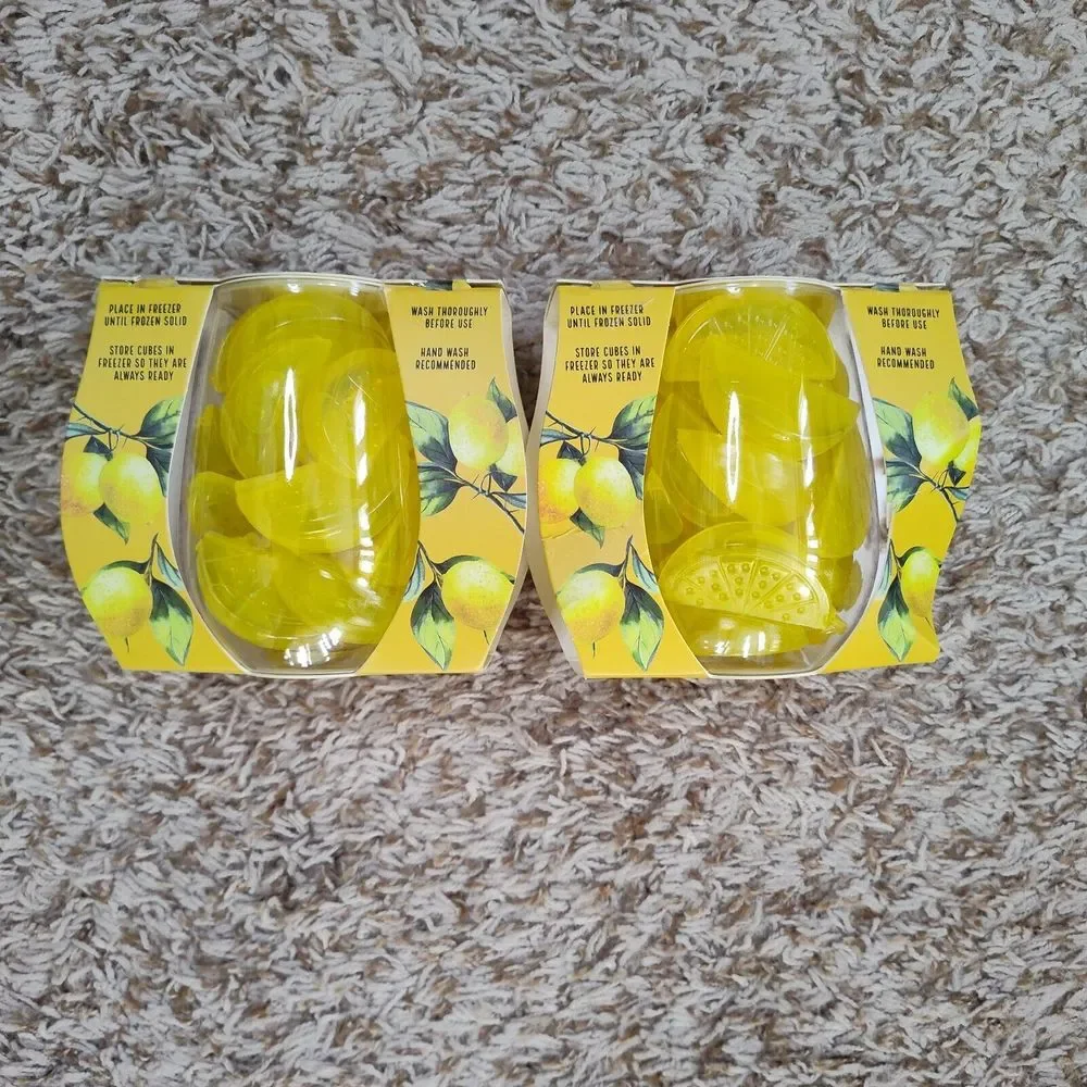 Reusable Ice Cubes Drink Chillers 24 Piece‎ Lemons with 16oz Unbreakable Glasses
